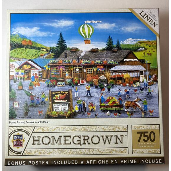 Master Pieces Linen Puzzle: Sunny Farms (750 Pieces) vn - Picture 1 of 3